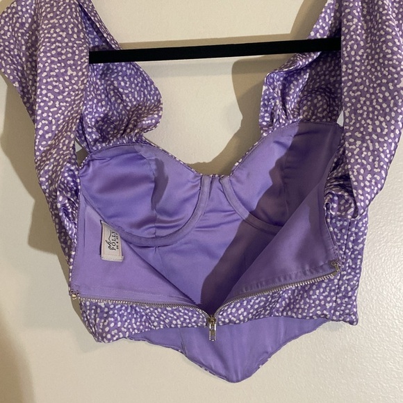 Oh Polly Purple and White Satin Bardot Corset Top Off the shoulder size 4 - Picture 8 of 9